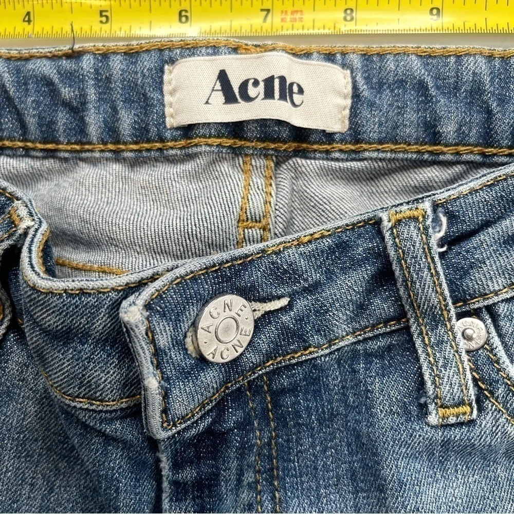 Acne Studios Kex Jeans Le Blue Cropped Raw Hem Size 27
